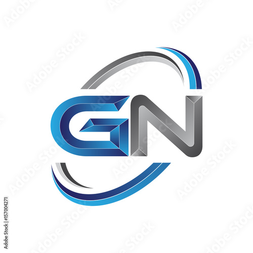 Simple initial letter logo modern swoosh GN photo