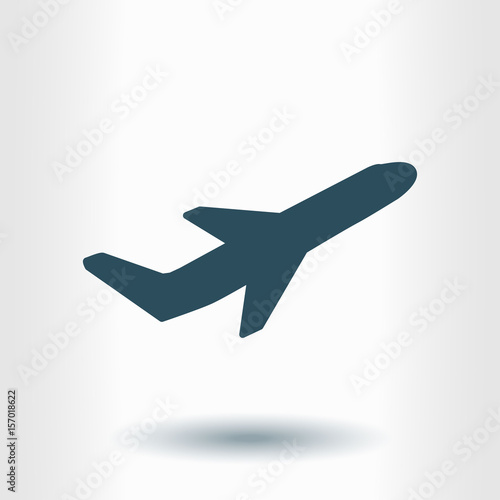 Airplane flight tickets air fly travel takeoff silhouette element. Plane symbol. Travel icon. Flat design. 