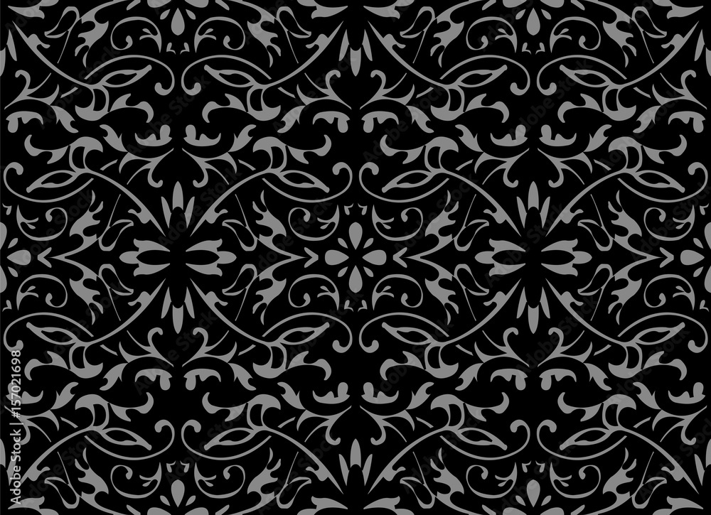 Antique seamless background curve spiral vine leaf flower Antique seamless background curve spiral vine leaf flower