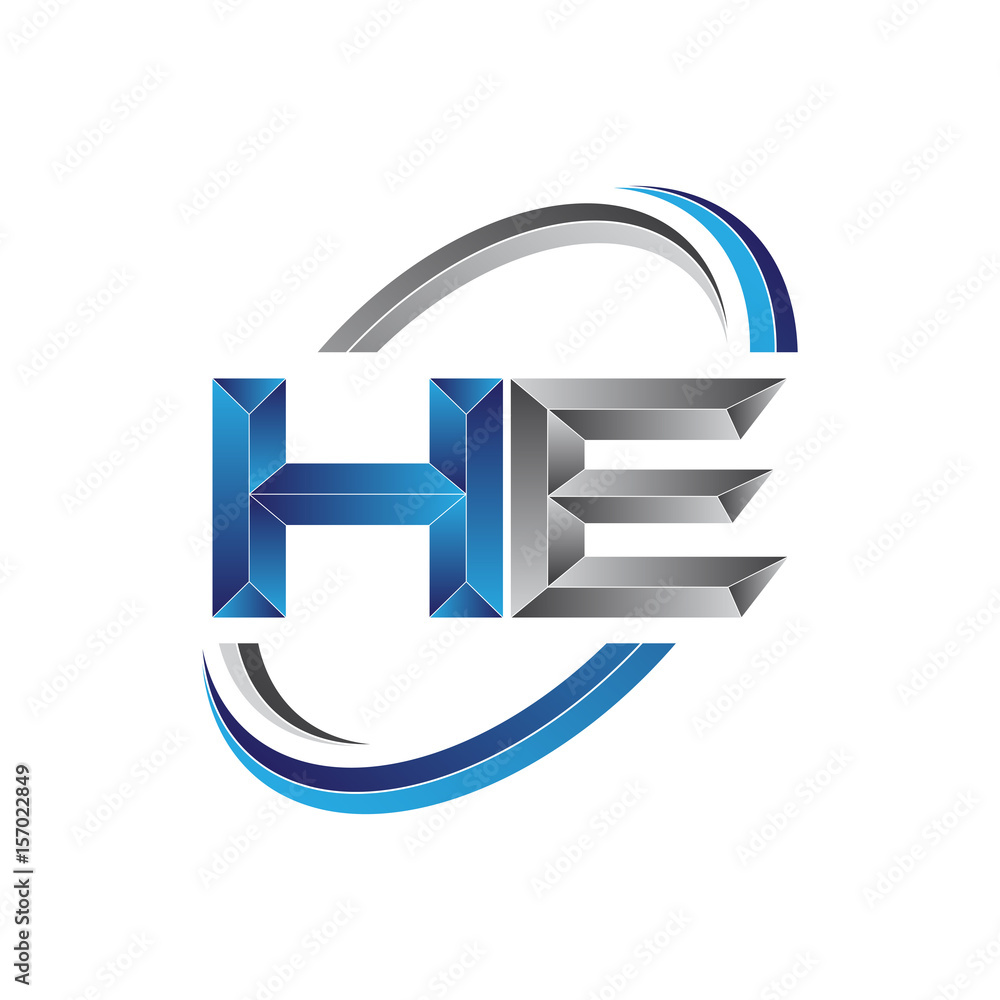 Simple initial letter logo modern swoosh HE Simple initial letter logo modern swoosh HE