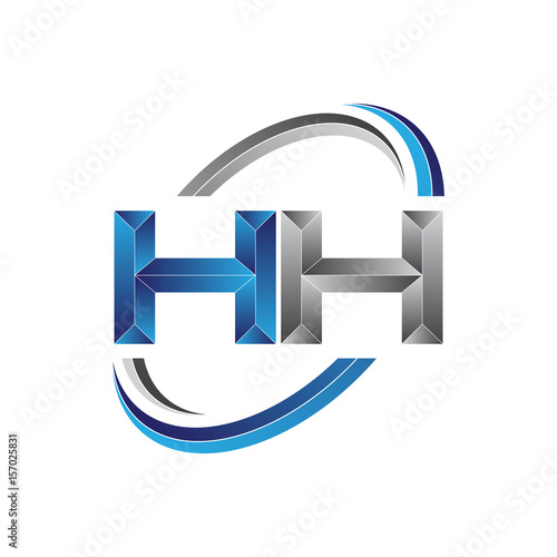 Simple initial letter logo modern swoosh HH