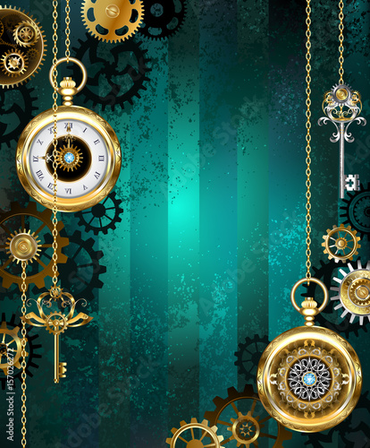 jewelry watch on a green background