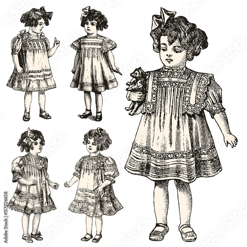 Vintage illustration of girls