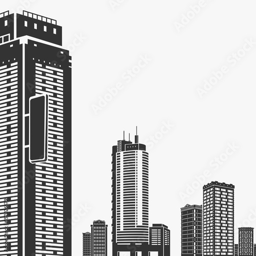 Building and Skyscrapers Silhouette Vector Illustration