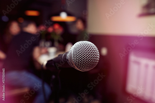 The big microphone in the karaoke bar.