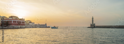 Obraz na płótnie Greece, Crete, Chania landscape sunset light w salonie