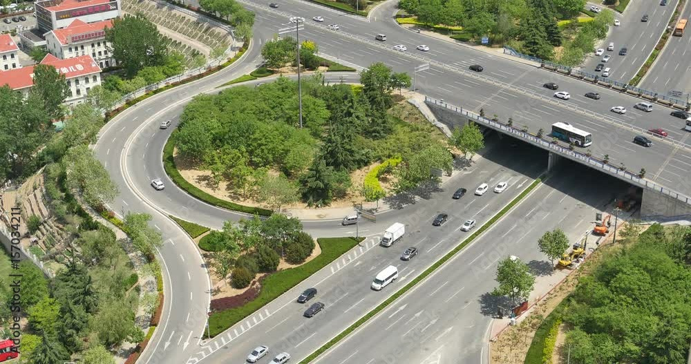 4k freeway busy city rush hour heavy traffic jam highway,Overpass interchange,urban morden building,china. 4k freeway busy city rush hour heavy traffic jam highway,Overpass interchange,urban morden building,china.