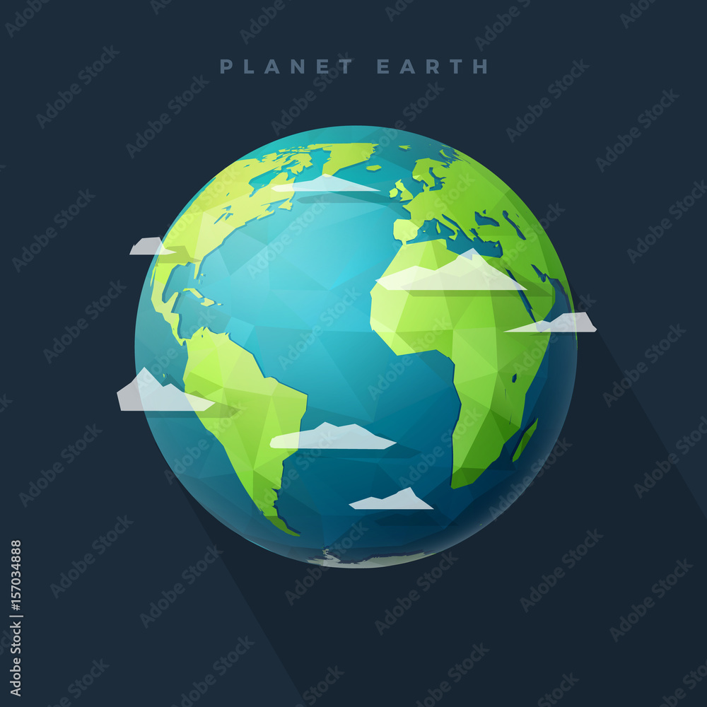 polygon west earth hemisphere on dark - obrazy, fototapety, plakaty 