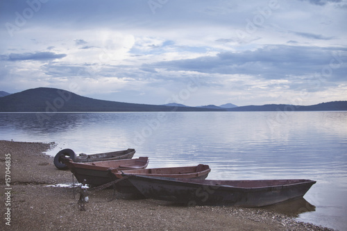 Photography Boats. lake Zyuratkul. Ural. Russia