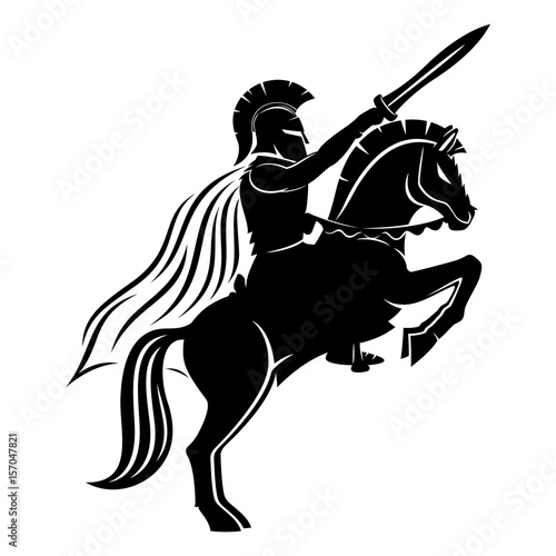 Spartan on a horse.