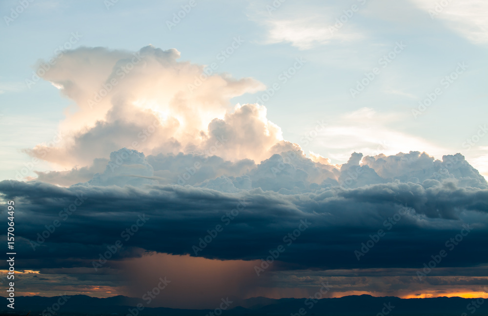 colorful dramatic sky with cloud at sunset