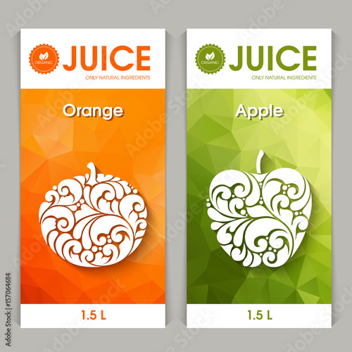 Vector set of templates packaging fruit juice