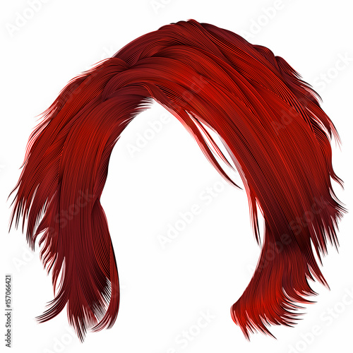 trendy woman disheveled hairs red  colors .  beauty fashion .  realistic 3d