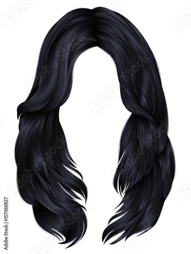 trendy woman long hairs brunette black colors .  beauty fashion .  realistic  graphic 3d