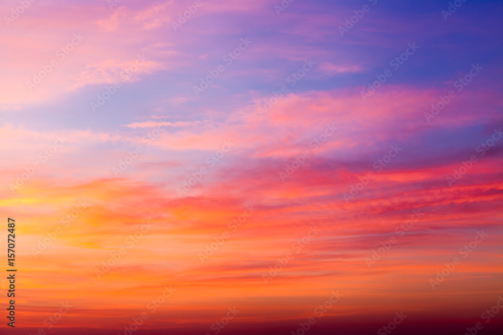 colorful dramatic sky with cloud at sunset