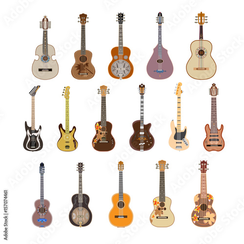 Vector set of guitars in flat style photo