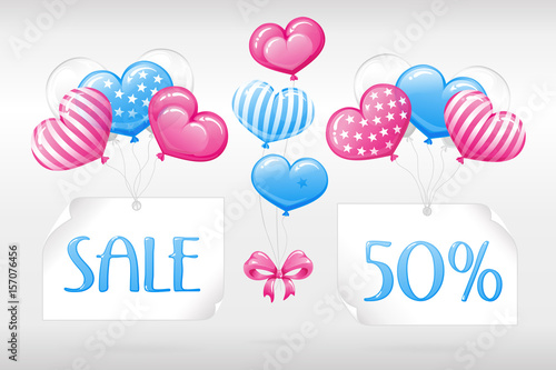 VECTOR eps 10. SALE 50%! Design FOR Mother's day, Valentine's day, Greeting, Wedding invitations and others romantic ways to use this illustration. Enjoy different  balloons colores in my portfolio!.