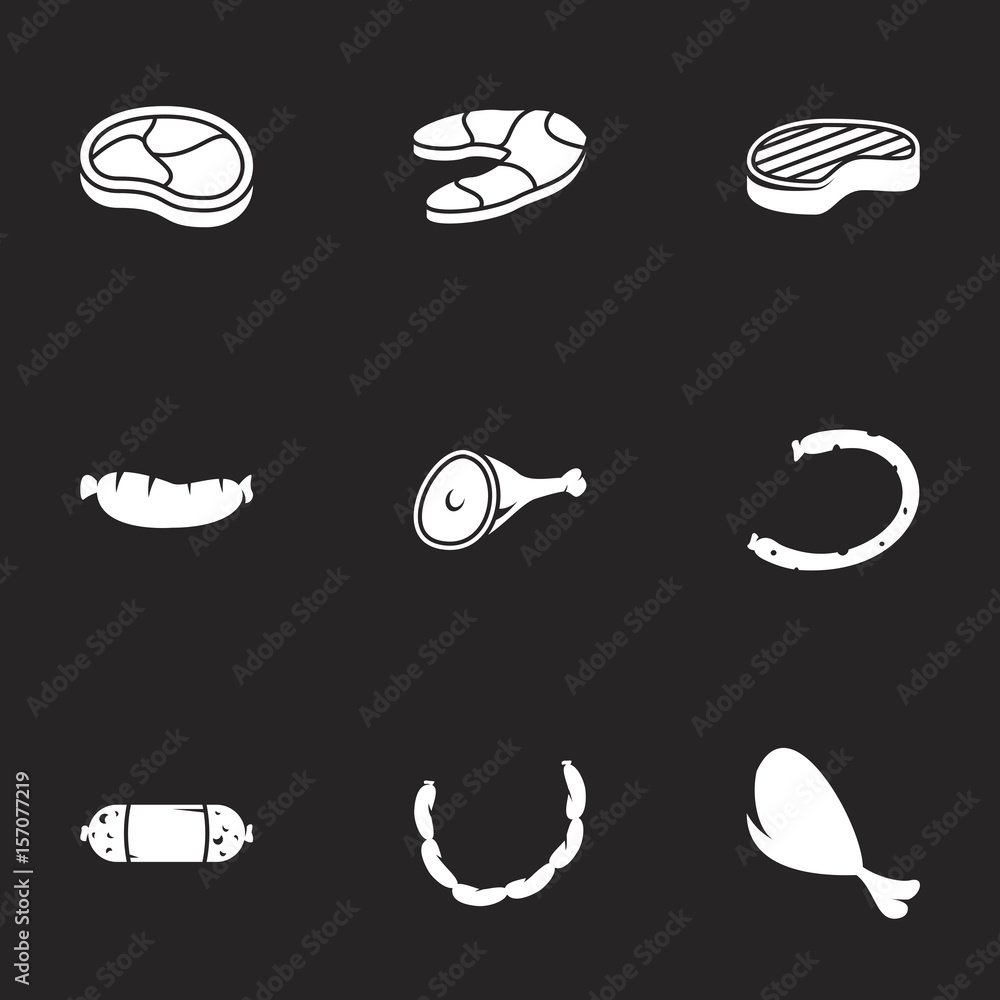 Icons for theme Meat. Black background Icons for theme Meat. Black background