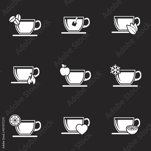Icons for theme Tea. Black background