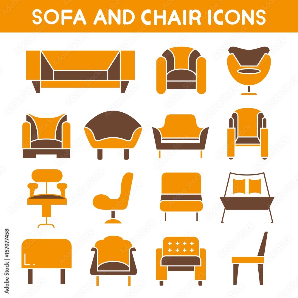 sofa and chair icons sofa and chair icons