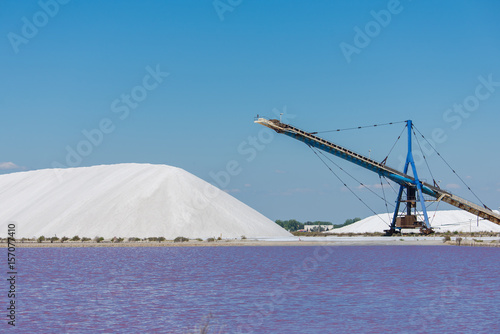 Aigues-Mortes, Salins du Midi, colorful landscape with salt marshes 