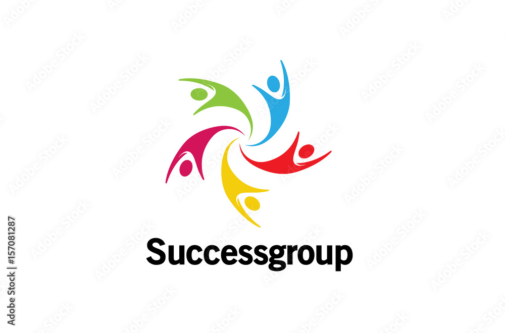 Colorful People Group Team Logo Design Illustration Colorful People Group Team Logo Design Illustration