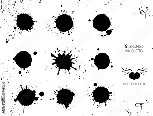 Set of grunge inks, ink splashes
