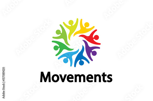 Colorful People Group Team Logo Design Illustration