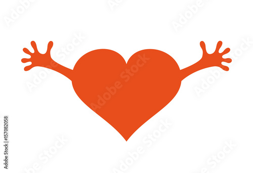Heart with hands icon on white background. Vector illustration.