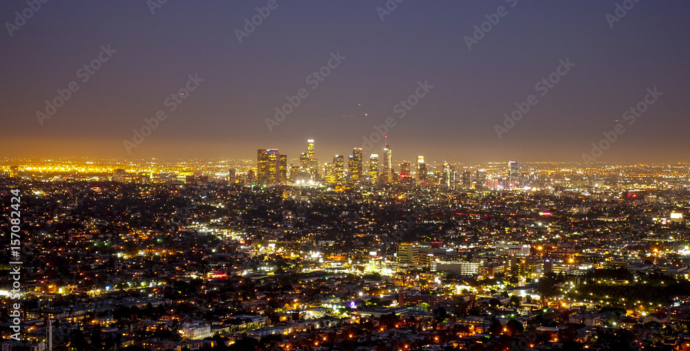 The huge city of Los Angeles at night - aerial view - LOS ANGELES - CALIFORNIA - APRIL 19, 2017