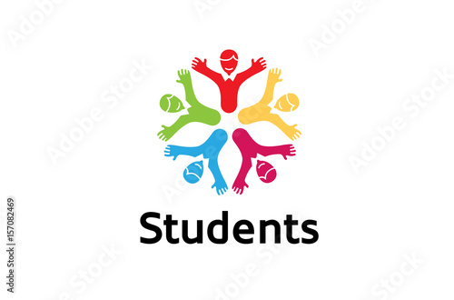 Creative Unique Colorful Group Logo Design Illustration