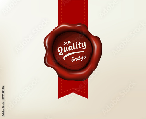 Realistic vector red wax seal. Ancient stamp on letter.