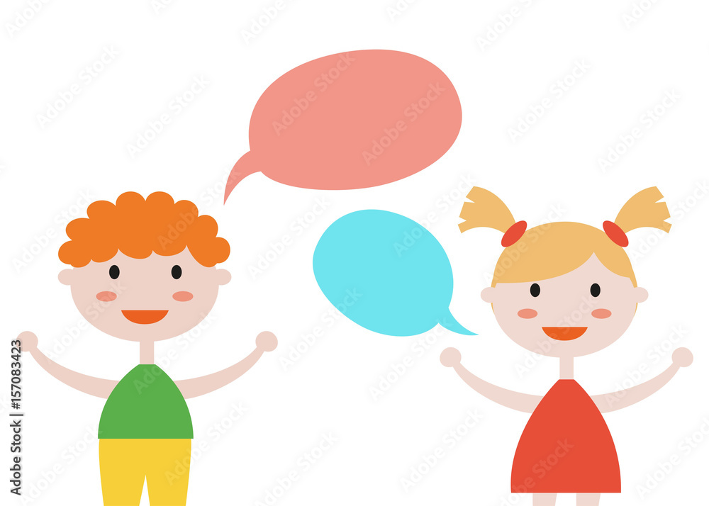 Cute set of kids with speech bubbles on white background. Cute set of kids with speech bubbles on white background.