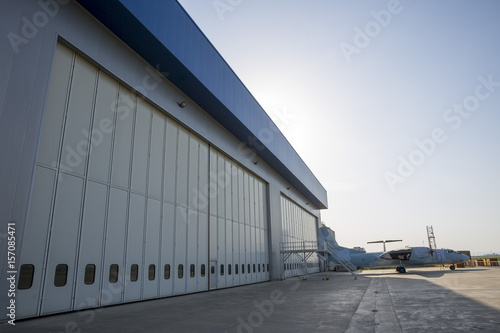 Airport hangar from the outside