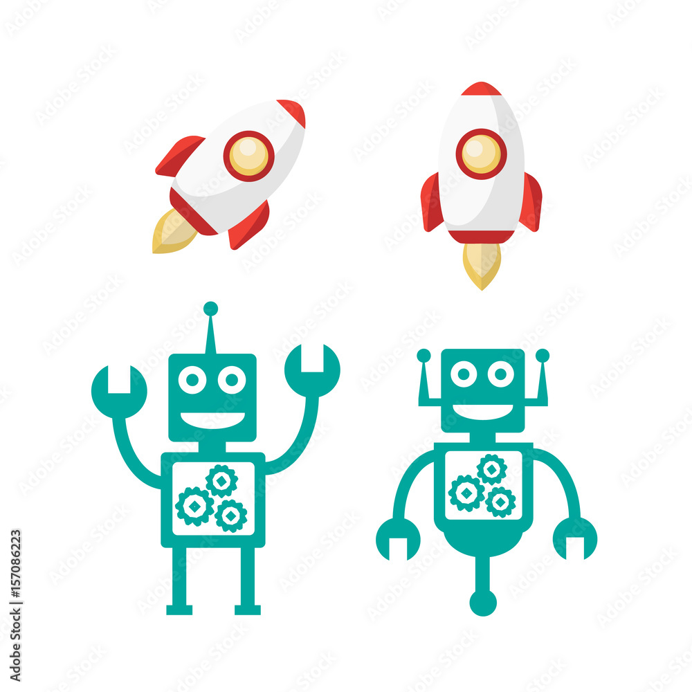 Technology prosthesis with artificial intelligence and nanobot icons Technology prosthesis with artificial intelligence and nanobot icons