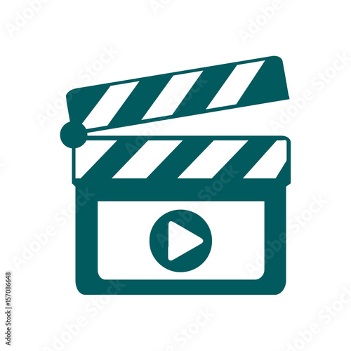 Film maker clapper board  icon. Flat design style.