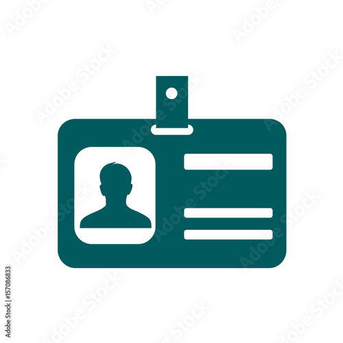 Identification card icon. Conference participant badge. Flat design style. 
