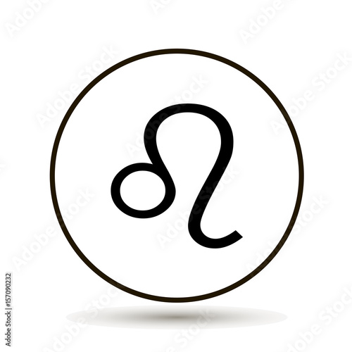 Leo zodiac sign. Astrological symbol icon in circle. On white background.