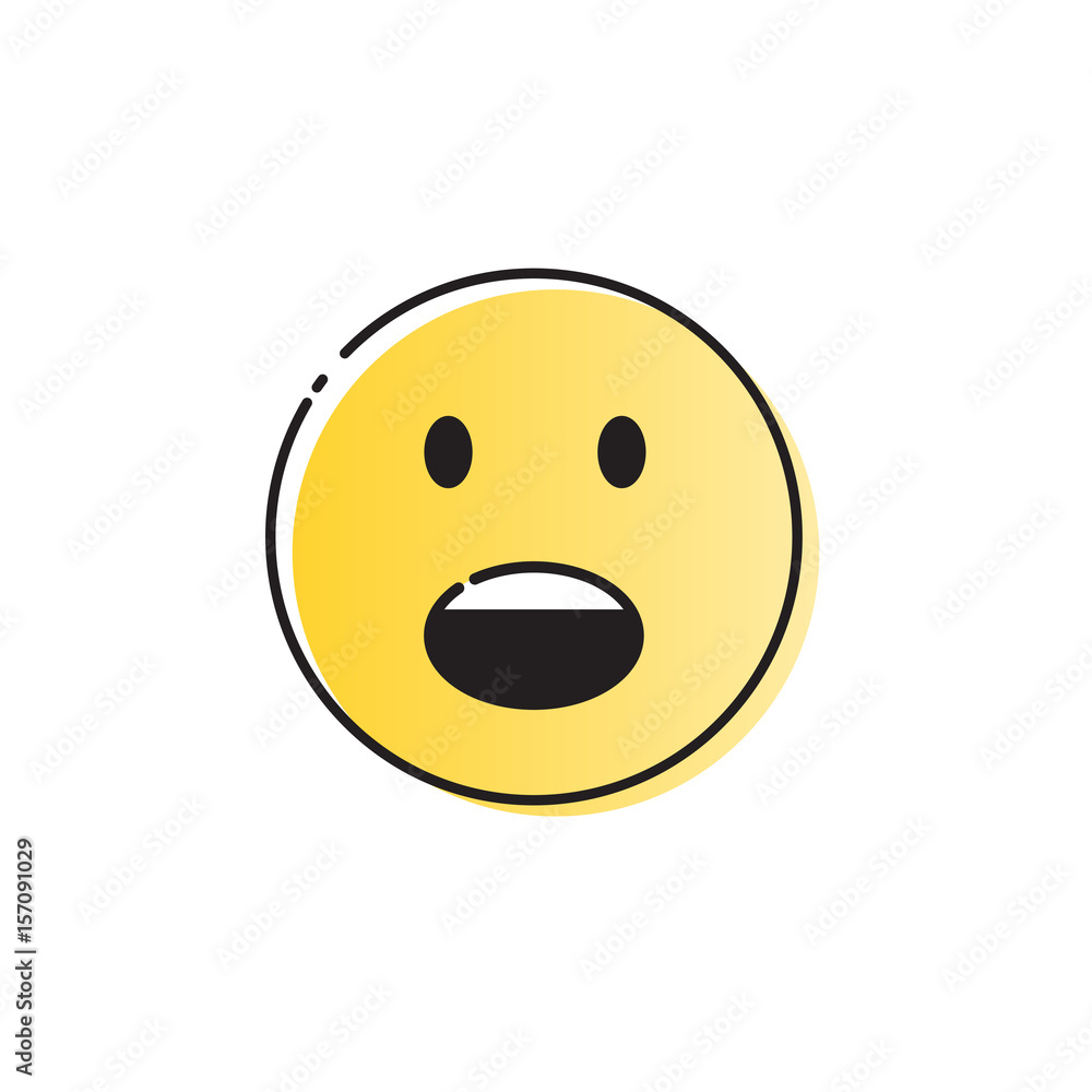 Fototapeta premium Yellow Cartoon Face Screaming People Emotion Icon Vector Illustration