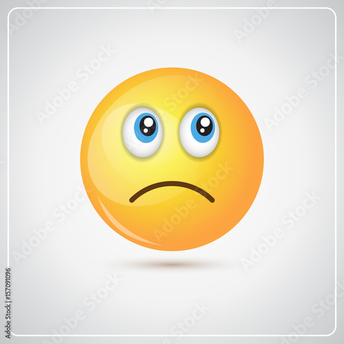 Yellow Cartoon Face Sad Negative People Emotion Icon Flat Vector Illustration