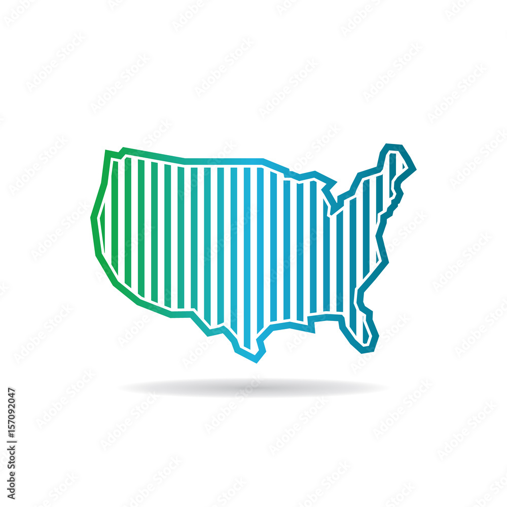 USA Map Vertical Tech Stripes Logo