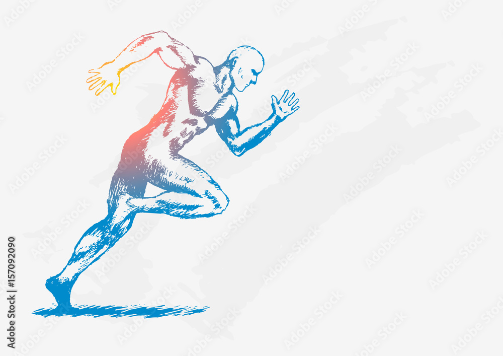 Sketch illustration of a man running