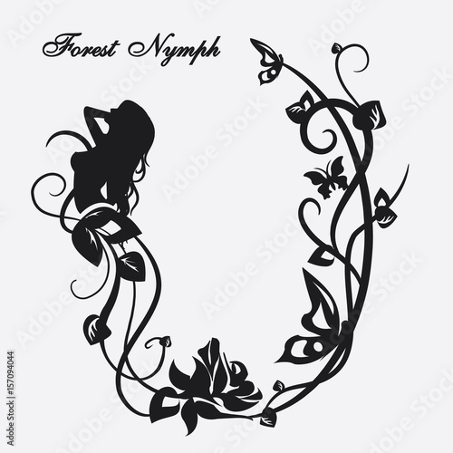 Vector frame. Forest nymph