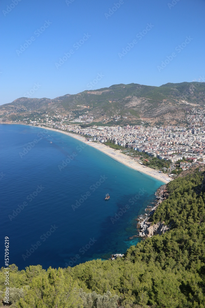 aerial view of cleopatra beach in alanya