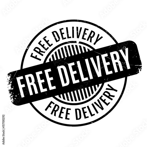 Free Delivery rubber stamp. Grunge design with dust scratches. Effects can be easily removed for a clean, crisp look. Color is easily changed.
