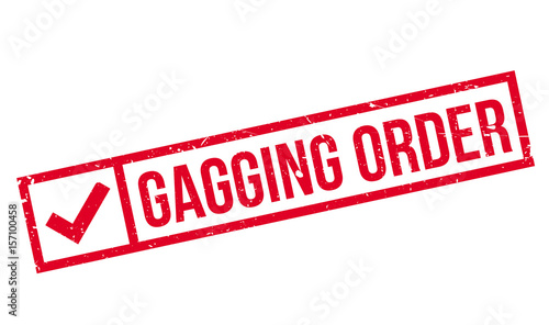 Gagging Order rubber stamp. Grunge design with dust scratches. Effects can be easily removed for a clean, crisp look. Color is easily changed.
