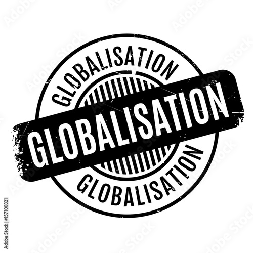 Globalisation rubber stamp. Grunge design with dust scratches. Effects can be easily removed for a clean, crisp look. Color is easily changed.