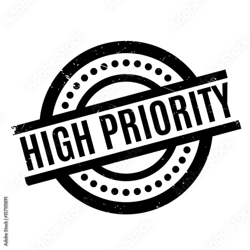 High Priority rubber stamp. Grunge design with dust scratches. Effects can be easily removed for a clean, crisp look. Color is easily changed.