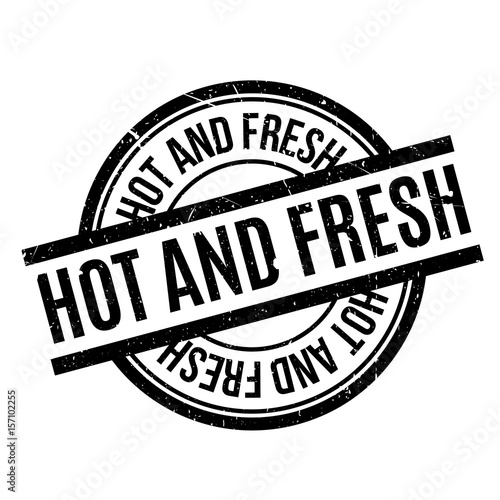 Hot And Fresh rubber stamp. Grunge design with dust scratches. Effects can be easily removed for a clean, crisp look. Color is easily changed.