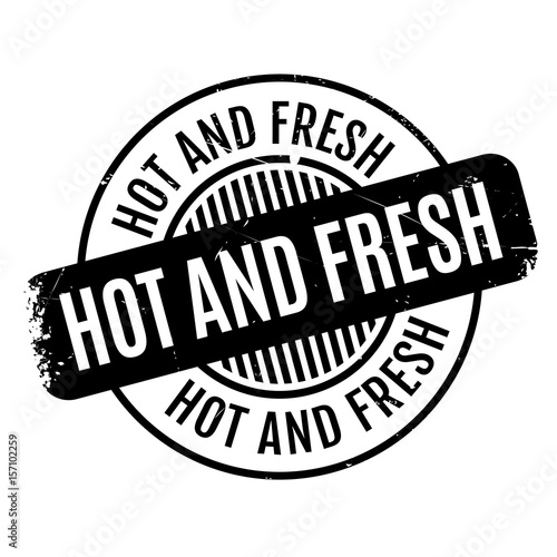 Hot And Fresh rubber stamp. Grunge design with dust scratches. Effects can be easily removed for a clean, crisp look. Color is easily changed.